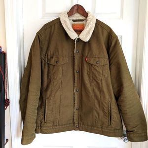 Levi's olive green SHERPA TRUCKER JACKET XXL